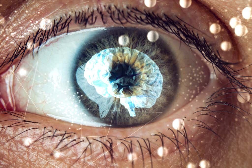 Øye med en hjerne speilvendt for å representere mentalt privatliv