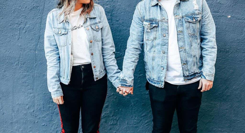 boy and girl wearing denim jackets to symbolize harmony in a relationship