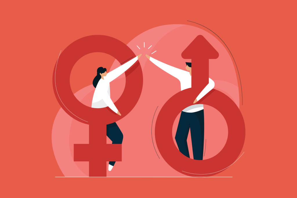 figuras con simbolos de género para representar que la RAE critica el uso de "todos y todas"