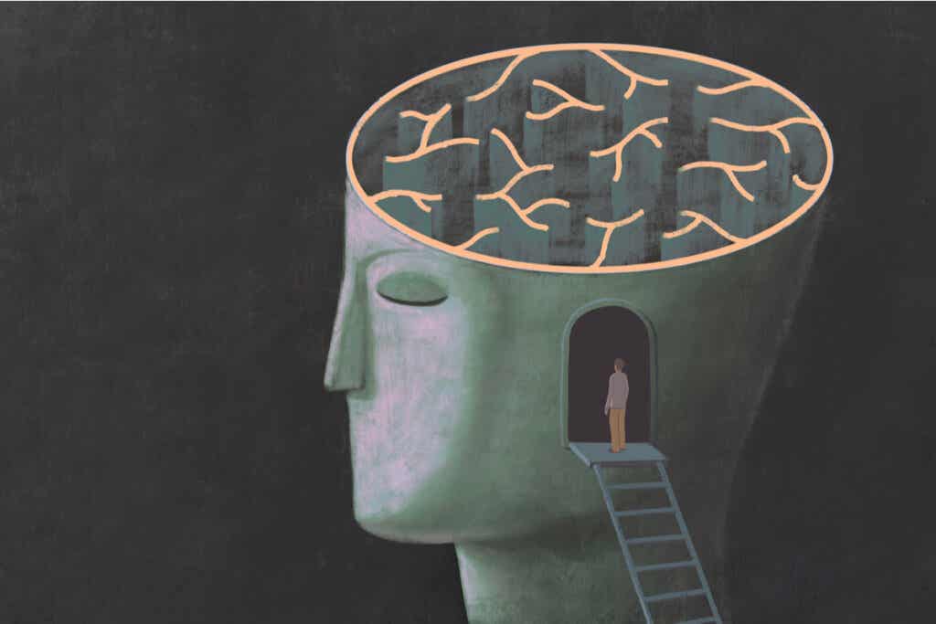 Labyrinth Mind Inside Symbol of Beliefs from Psychology
