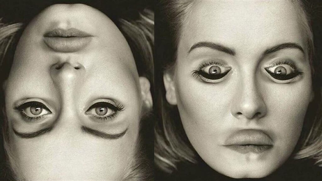 birbirine ters simetrik duran kadın yüzü