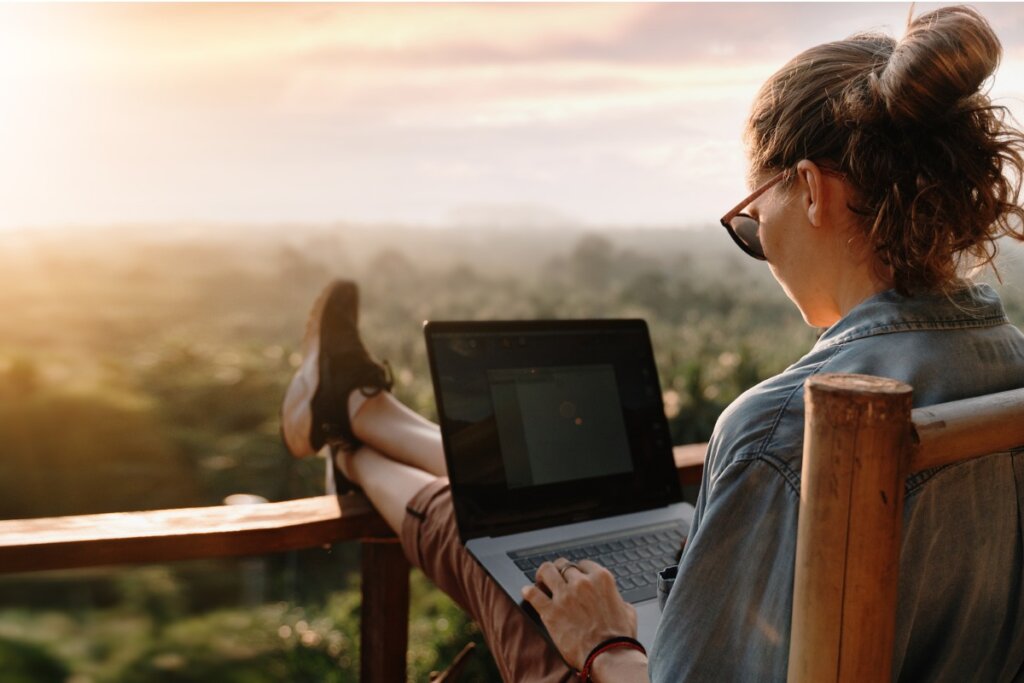 Woman working outdoors