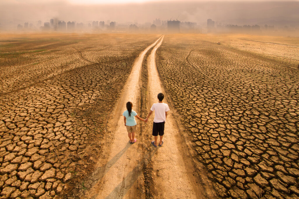 People on a dirt road