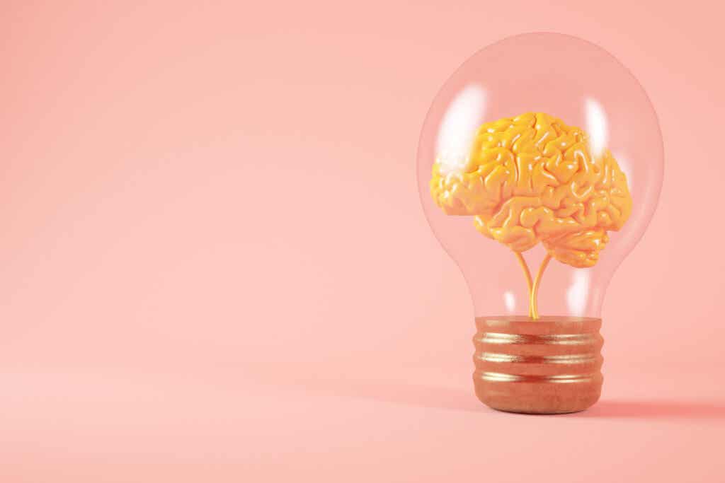 Brain with light bulb to represent love on autopilot