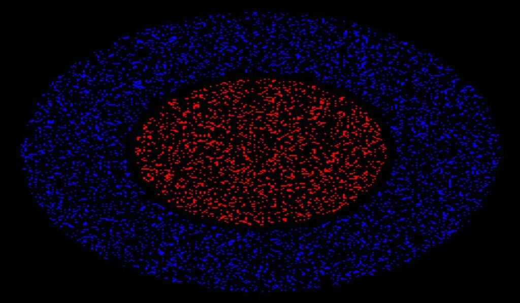 red and blue circle forming the Chromostereopsis