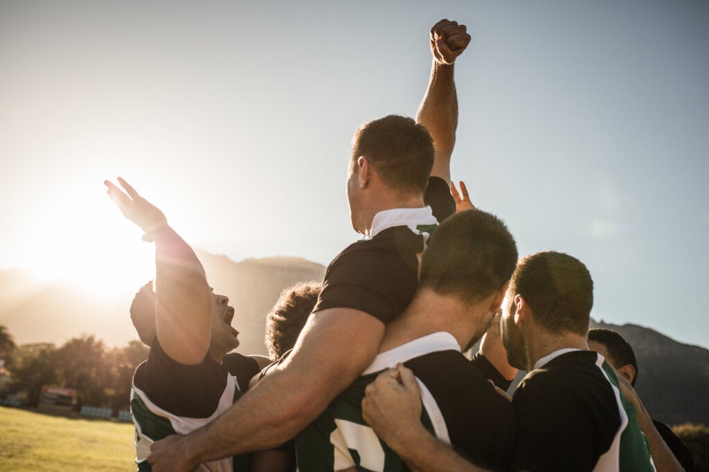 Equipo de rugby para representar los triunfos de los deportistas