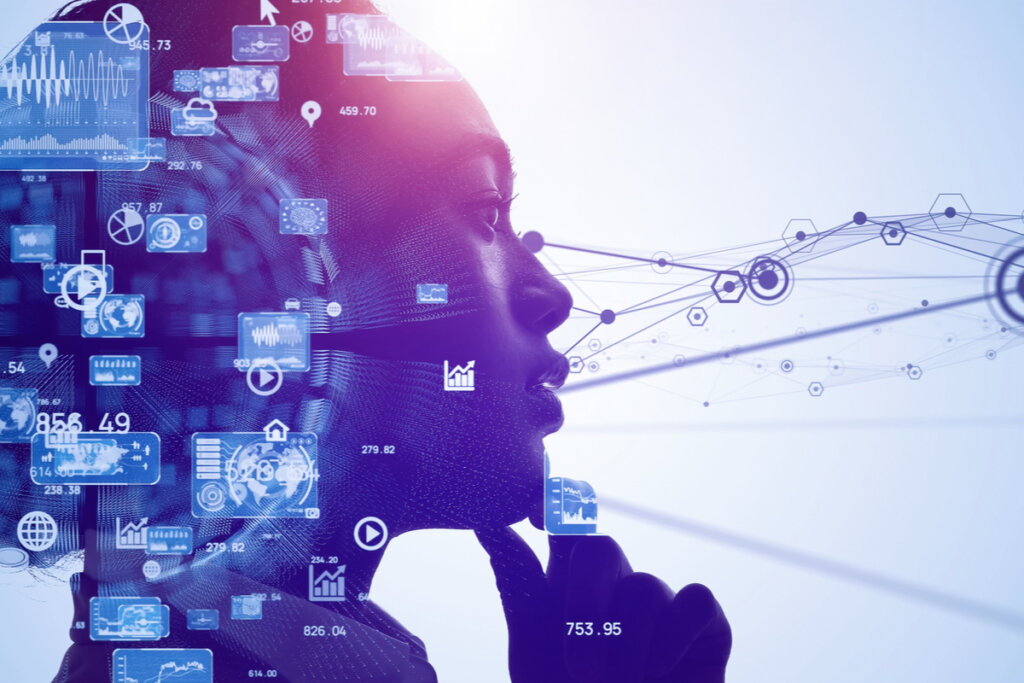 Vrouw met mentale processen