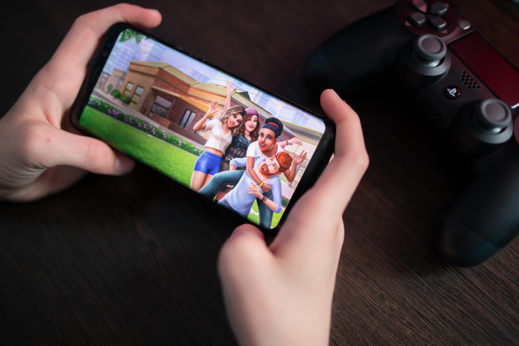 Person playing a simulation game