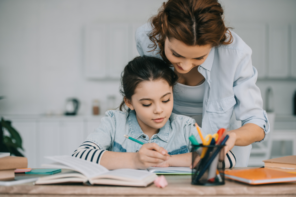 Mother teaching her daughter