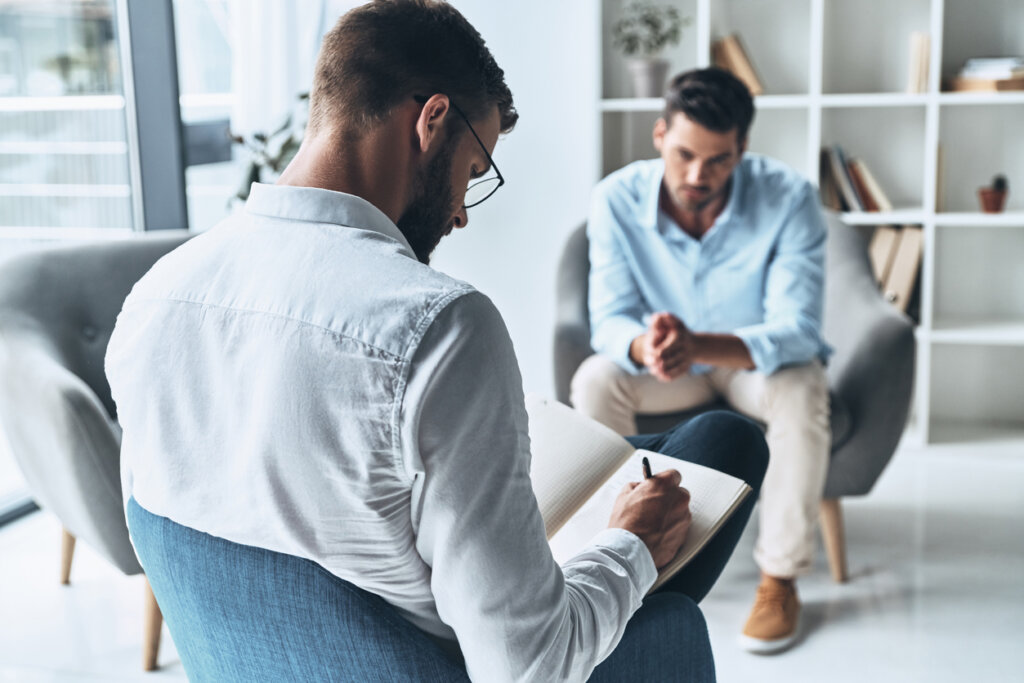 man in psychotherapy