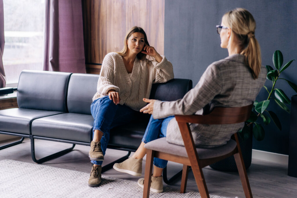 Psychologist with patient in therapy