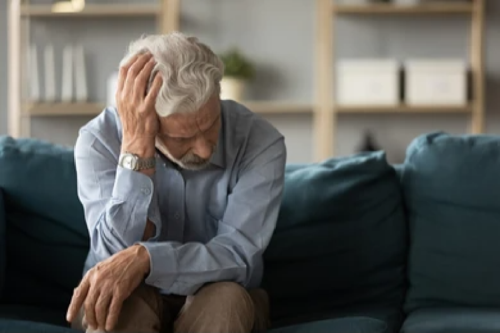 triste, homme aîné, séance