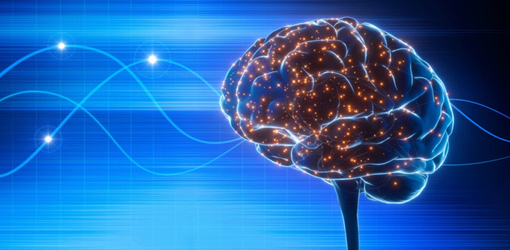 Cerebro recibiendo ondas de estimulación magnética transcreaneal simbolizando las preguntas que solemos hacernos sobre la esquizofrenia
