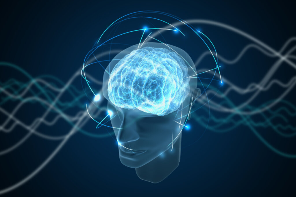 Mente con el cerebro iluminado