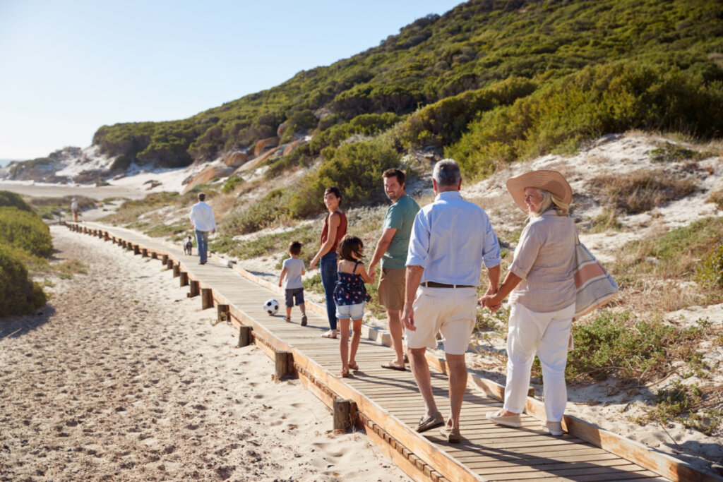 family on the beach