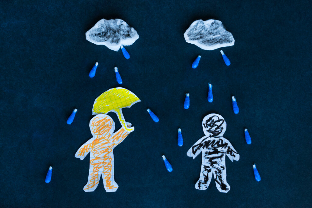 Poppetjes in de regen
