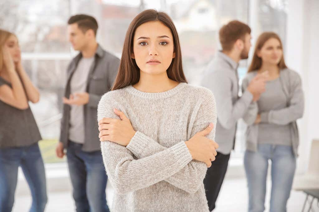Young woman isolated for feeling social anxiety