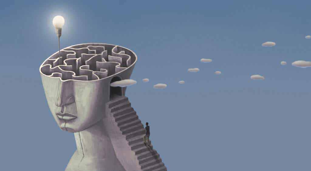 Illustration d'un crâne ouvert d'où surgissent des pensées