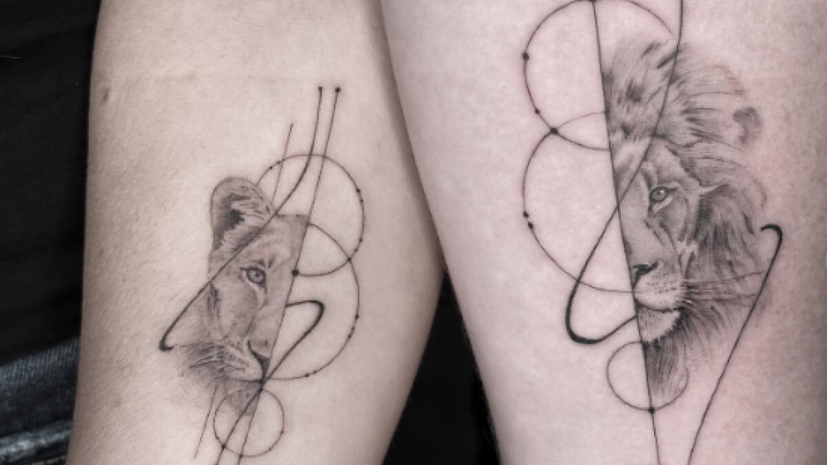 Tatuajes de amor para parejas: león y leona