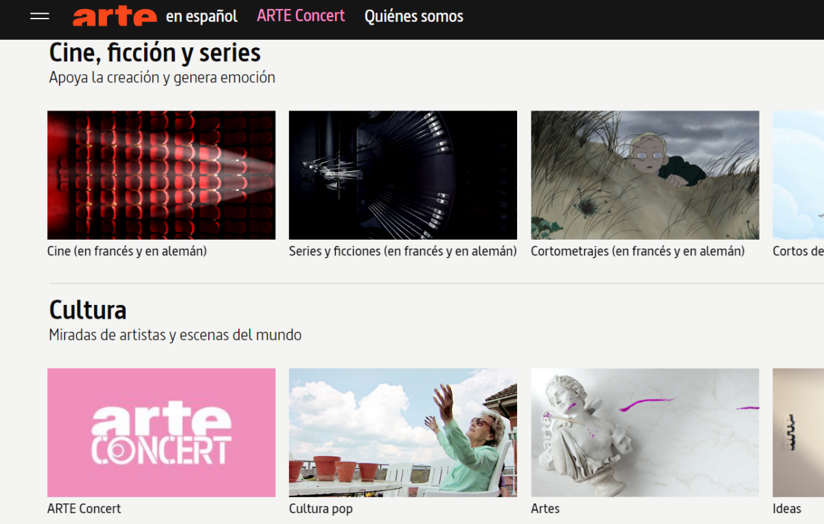 Arte, páginas para ver películas gratis.