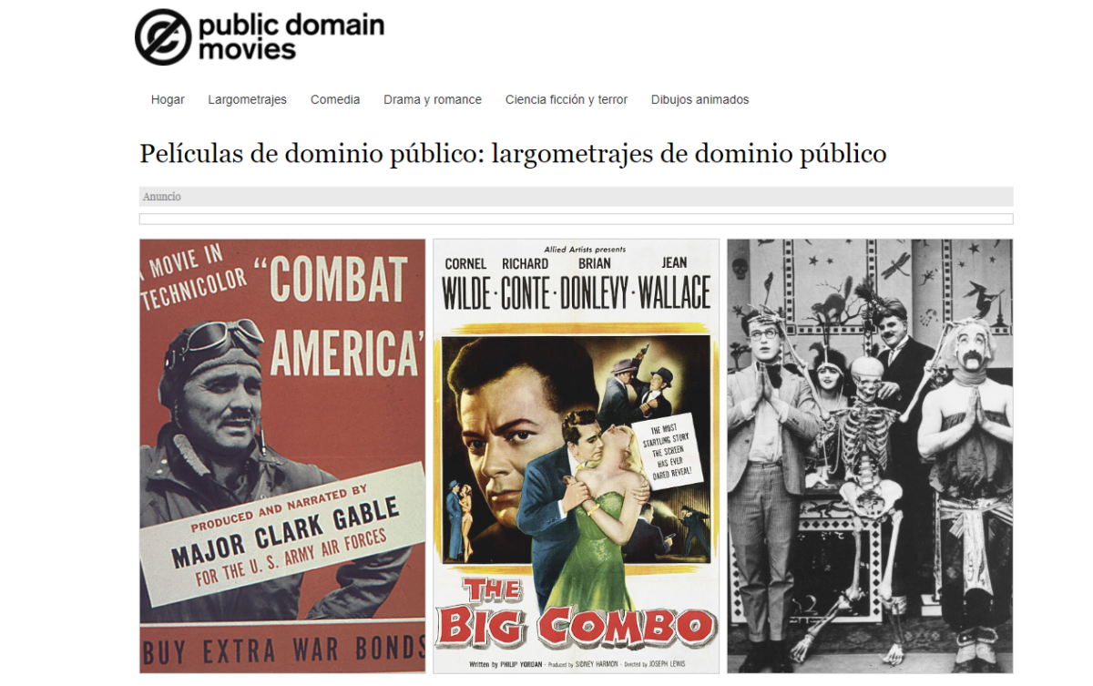 Public domain movies.