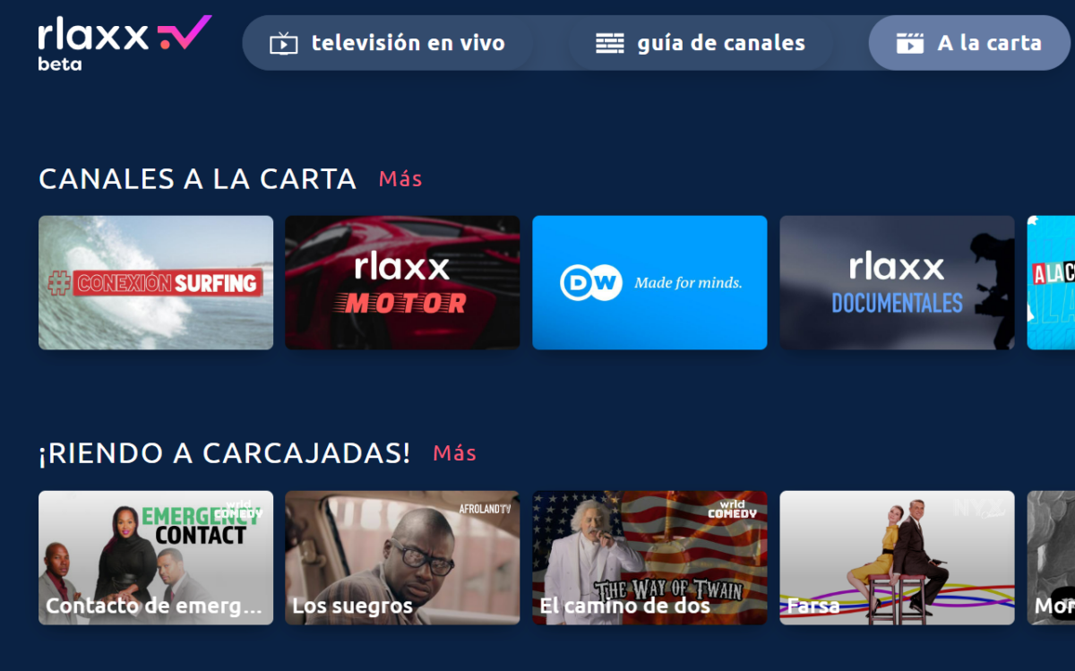 rlaxx TV, páginas para ver películas gratis.
