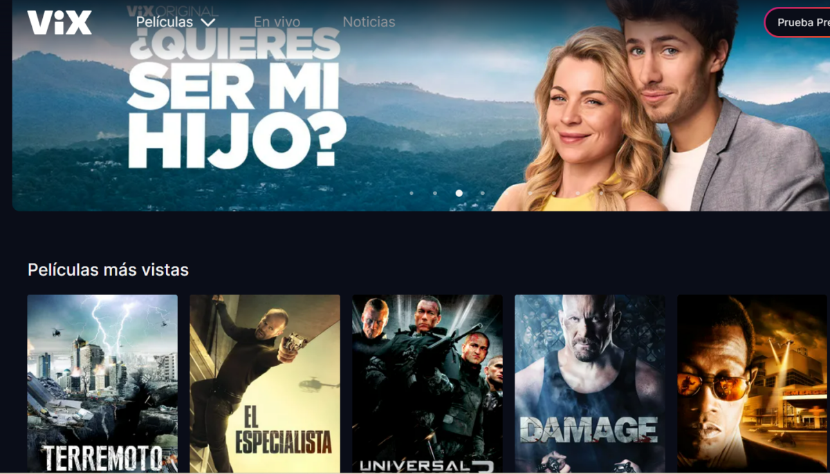Vix, páginas para ver películas gratis.