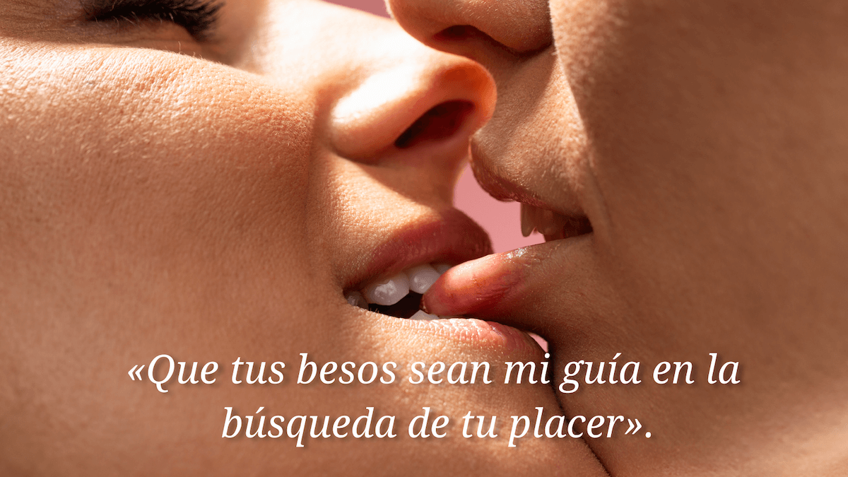 Mujer muerde los labios de su pareja mientras dice una de las frases eróticas para calentar