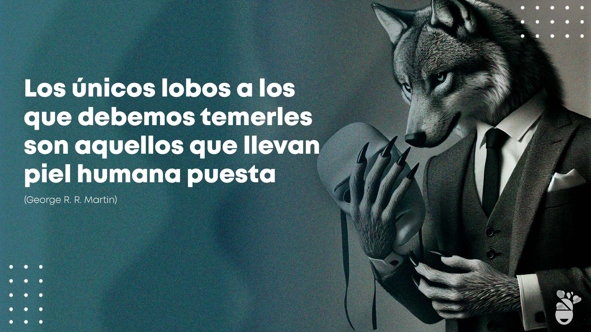 Ilustración de un lobo con traje que simboliza a las personas doble cara