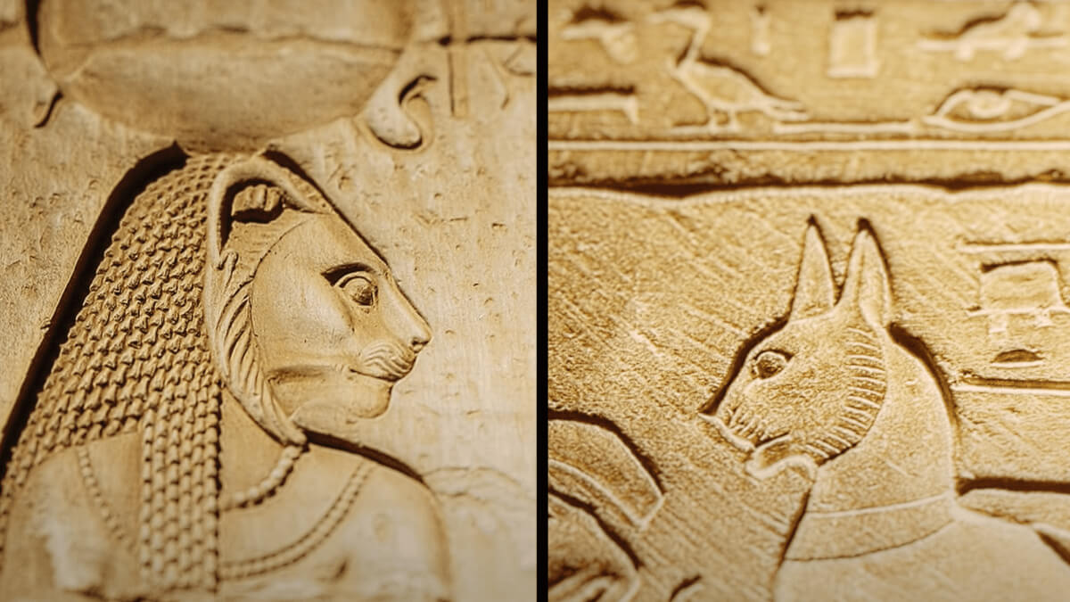 Relief der Göttin Bastet.