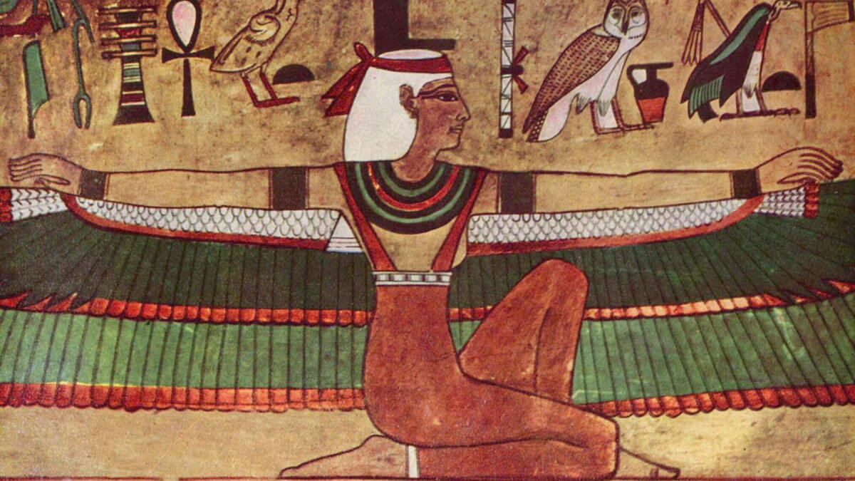Muurschildering van de godin Isis.