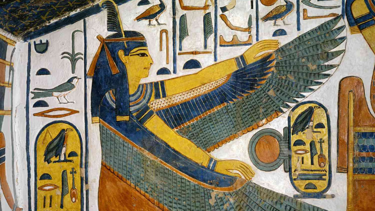 Schilderij van de godin Maät