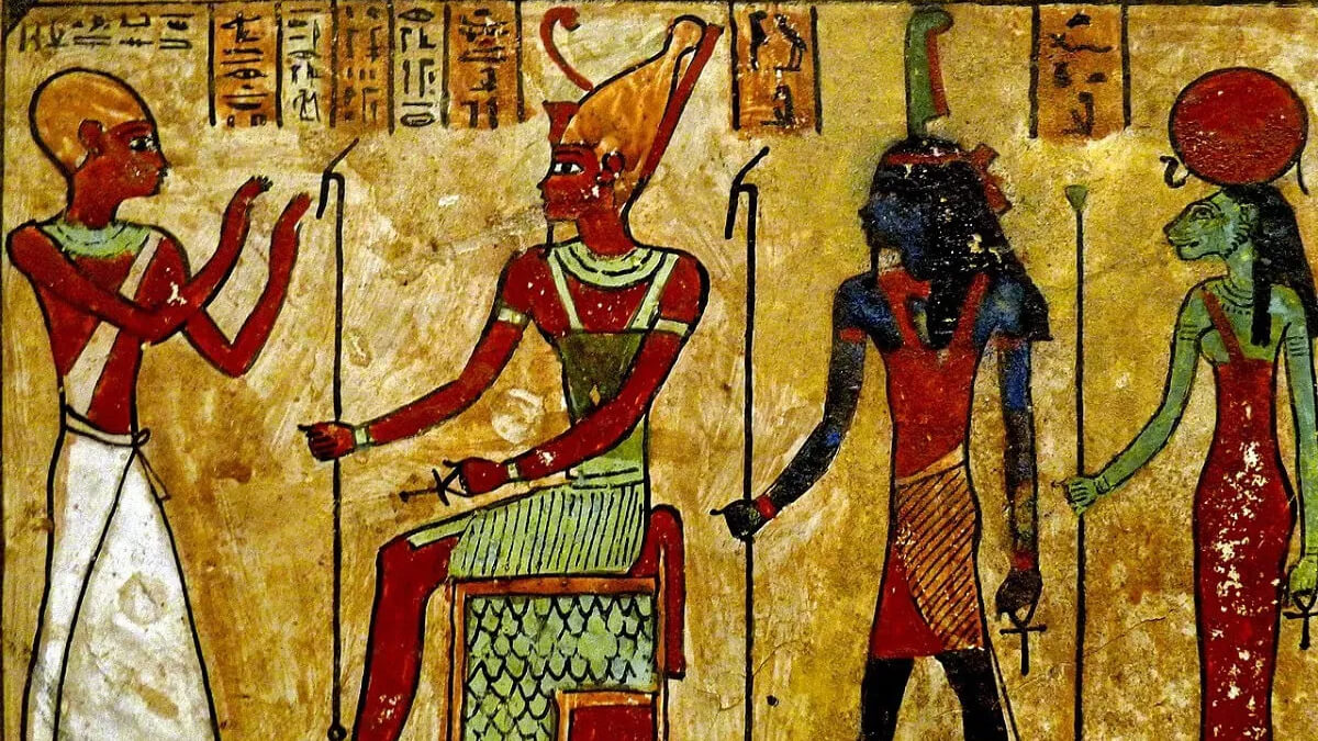 God Tefnut samen met andere goden