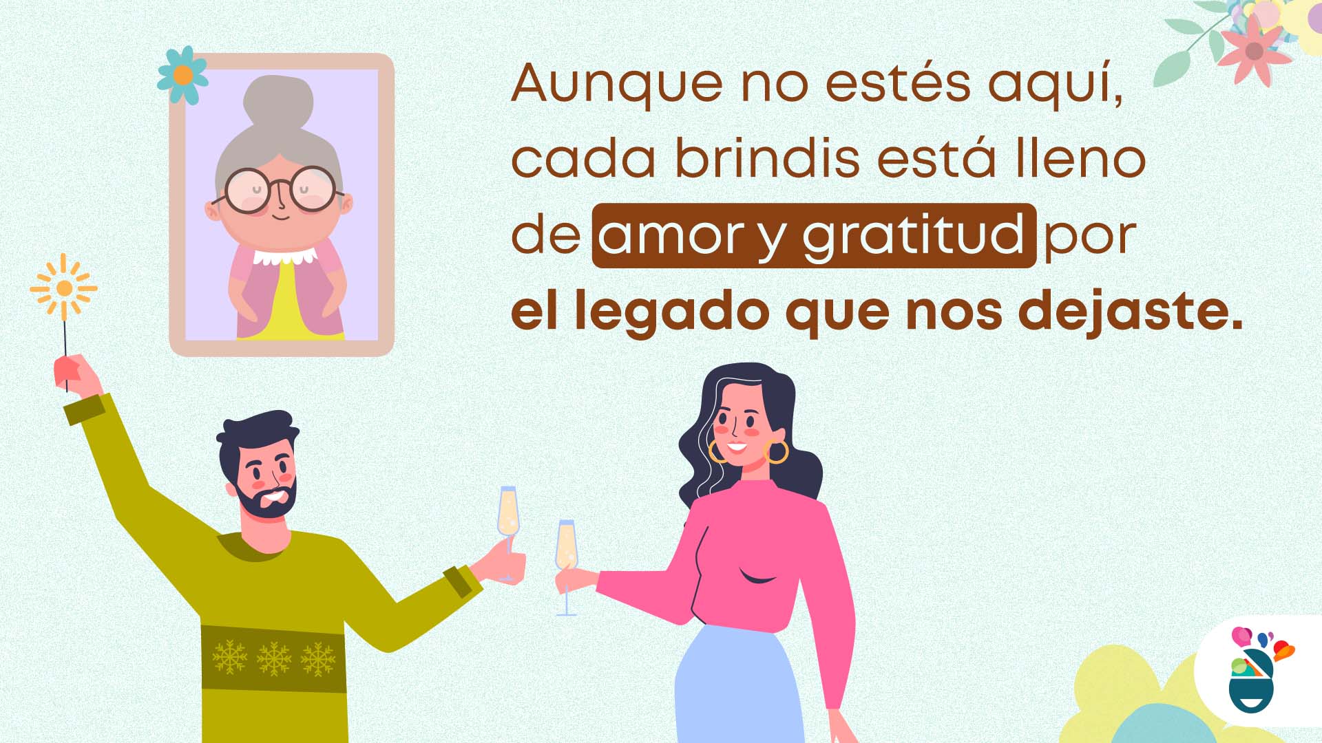 Pareja brinda junto a un mensaje de Navidad y Año Nuevo para una madre fallecida