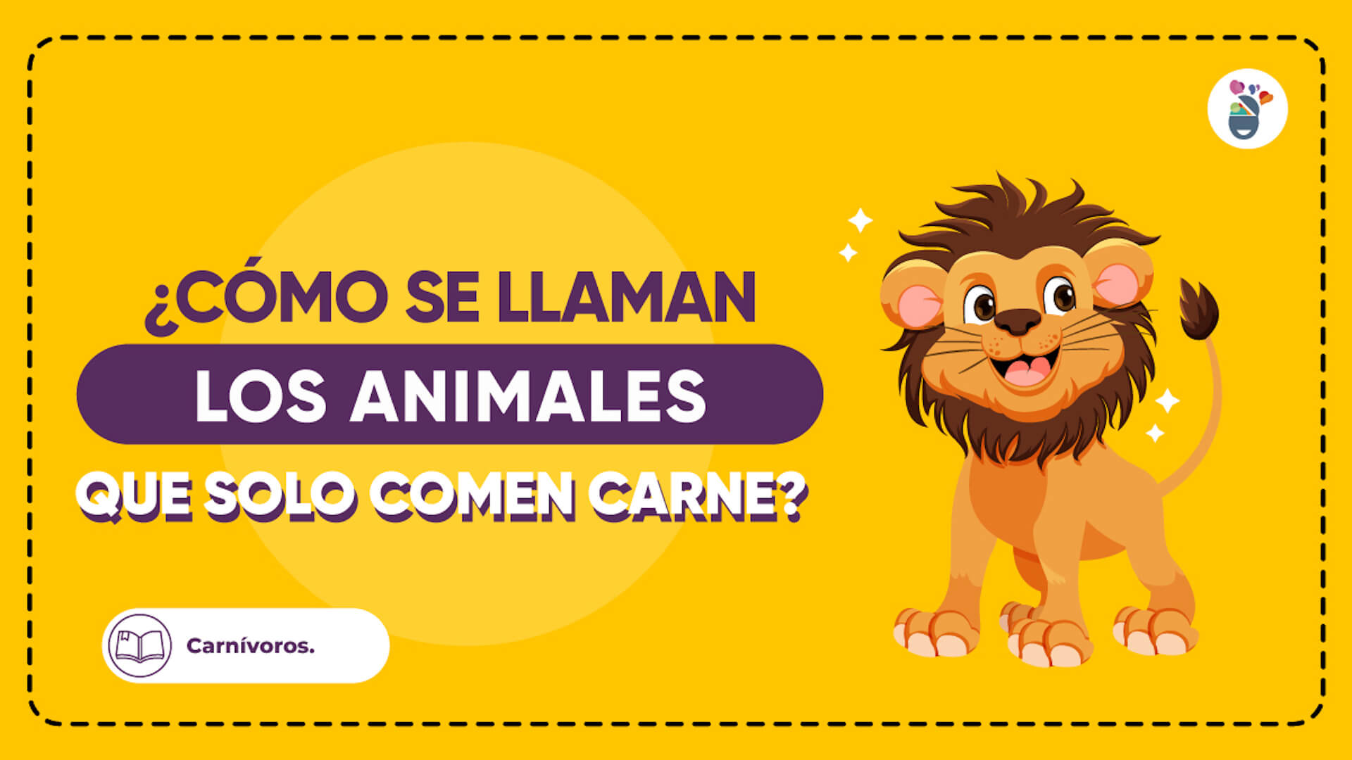 Ilustración de un león en la que se dice que es un animal carnívoro